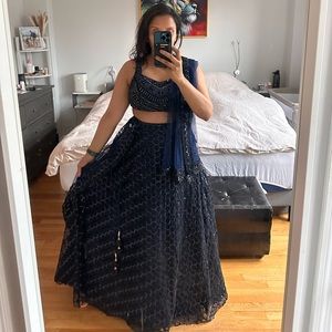 Navy Blue Indian Wedding Lehenga